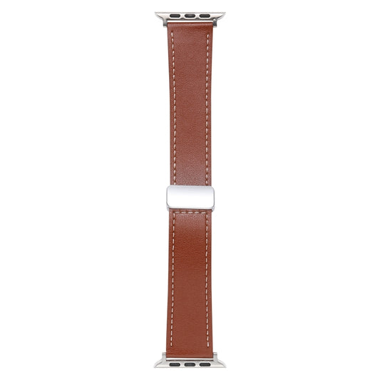 For Apple Watch SE 40mm Magnetic Buckle Skin Feel Leather Watch Band(Brown) by bashfashion