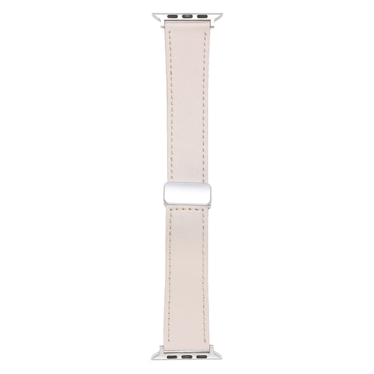 For Apple Watch SE 2023 44mm Magnetic Buckle Skin Feel Leather Watch Band(Apricot) by bashfashion