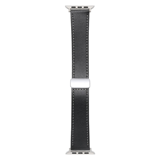For Apple Watch SE 2023 40mm Magnetic Buckle Skin Feel Leather Watch Band(Black) by bashfashion