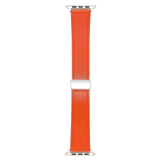 For Apple Watch SE 2023 40mm Magnetic Buckle Skin Feel Leather Watch Band(Orange) by bashfashion
