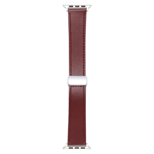 For Apple Watch Serie 9 41mm Magnetic Buckle Skin Feel Leather Watch Band(Wine Red) by bashfashion