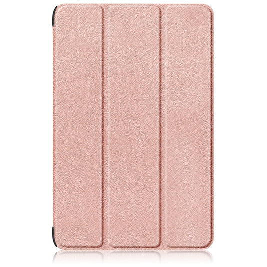 For Samsung Galaxy Tab S9+ Custer Pure Color 3-Fold Holder Smart Leather Tablet Case(Rose Gold) by bashfashion