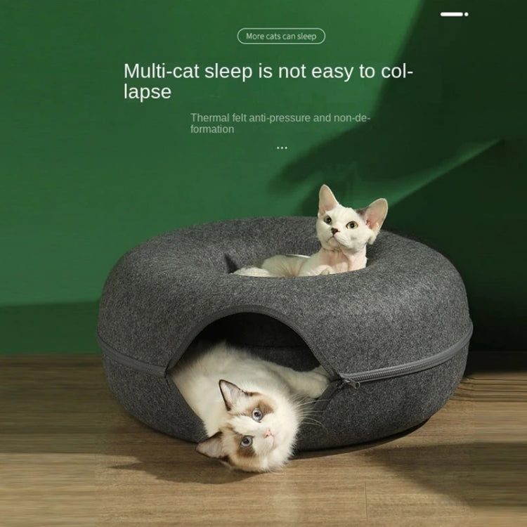 Round Wool Felt Cat Litter Tunnel Cat Litter, Size:50x50x20cm(Light Grey) by bashfashion
