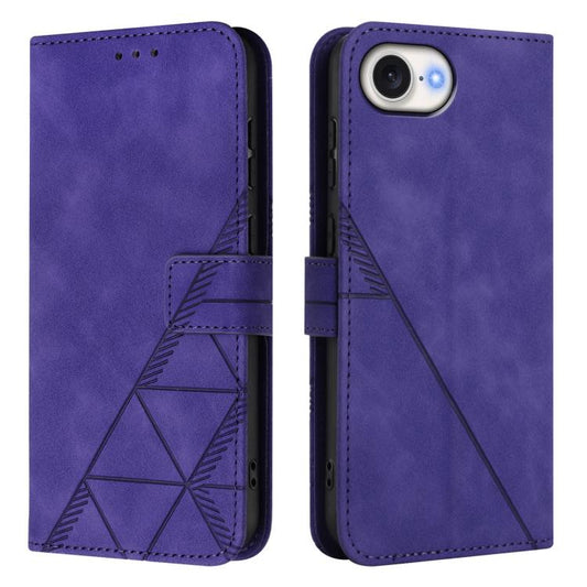 For iPhone 16e Crossbody 3D Embossed Flip Leather Phone Case(Purple) by bashfashion