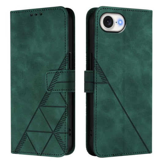 For iPhone 16e Crossbody 3D Embossed Flip Leather Phone Case(Dark Green) by bashfashion