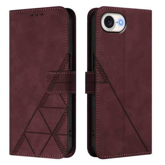 For iPhone 16e Crossbody 3D Embossed Flip Leather Phone Case(Wine Red) by bashfashion