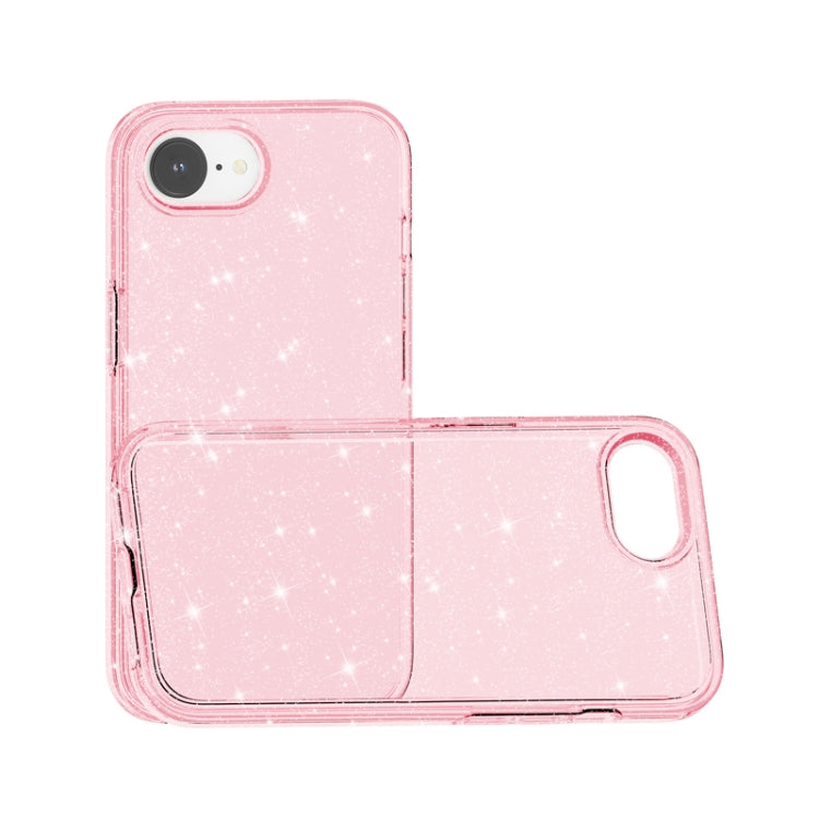 For iPhone 16e Shockproof Terminator Glitter Powder Phone Case(Pink) by bashfashion