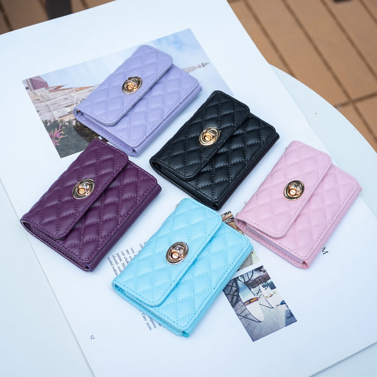 BFK09 Metal Buckle Horizontal Card Bag Mobile Phone Back Sticker(Blue) by bashfashion