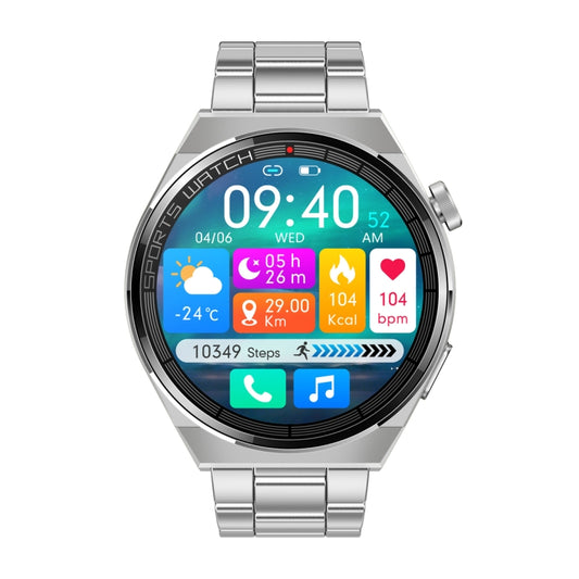 KT62 1.36 inch TFT Round Screen Smart Watch Supports Bluetooth Call/Blood Oxygen Monitoring, Strap:Steel Strap(Silver) by bashfashion