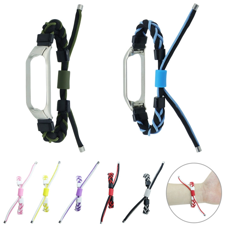 For Xiaomi Mi Band 4 / 3 Silicone Bean Braided Cord Nylon Watch Band(White Red) by bashfashion