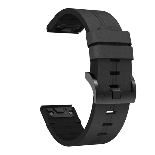 For Garmin Instinct 2X Solar Leather Steel Buckle Watch Band(Black) by bashfashion