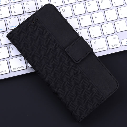 For iPhone 16e Geometric Embossed Leather Phone Case(Black) by bashfashion