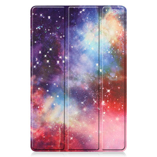 For Samsung Galaxy Tab S9 Custer Painted 3-Fold Holder Smart Leather Tablet Case(Milky Way Nebula) by bashfashion