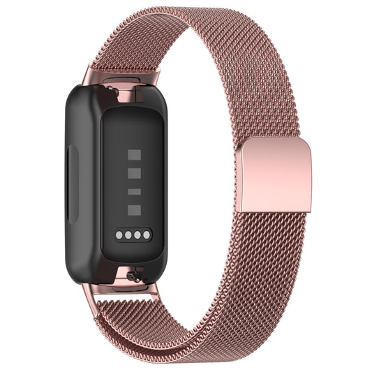 For Fitbit Inspire 3 Milanese Metal Watch Band(Rose Pink) by bashfashion