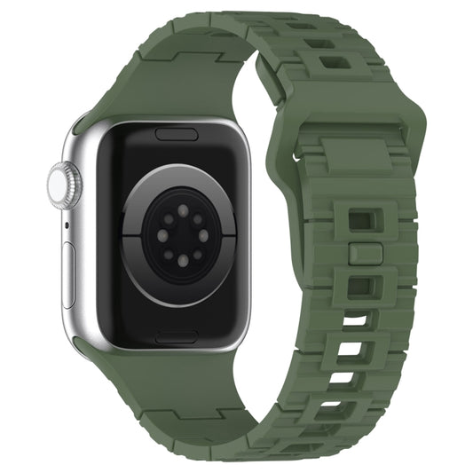 For Apple Watch Ultra 49mm Square Buckle Armor Style Silicone Watch Band(Dark Green) by bashfashion