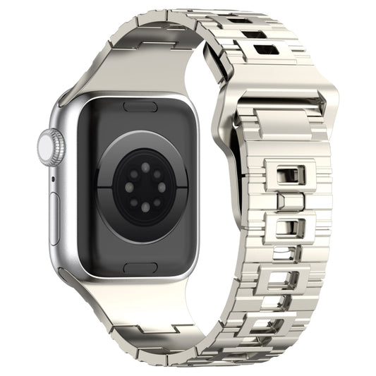 For Apple Watch Ultra 49mm Square Buckle Armor Style Silicone Watch Band(Plating Silver) by bashfashion