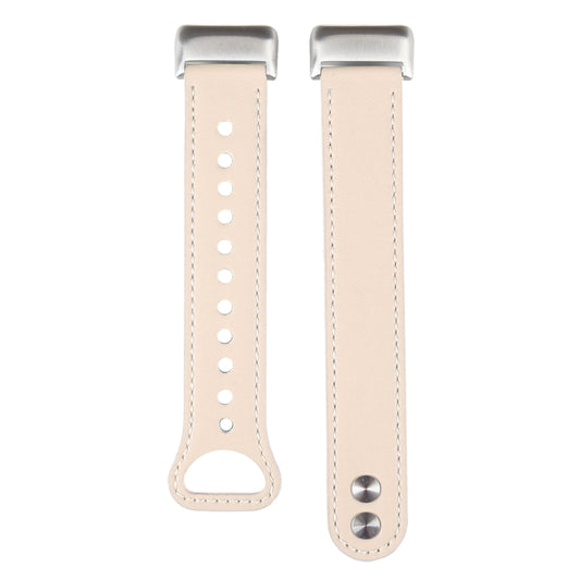 For Fitbit Charge 5 PU Leather Replacement Watch Band(Creamy White) by bashfashion