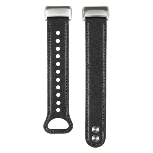 For Fitbit Charge 5 PU Leather Replacement Watch Band(Black) by bashfashion