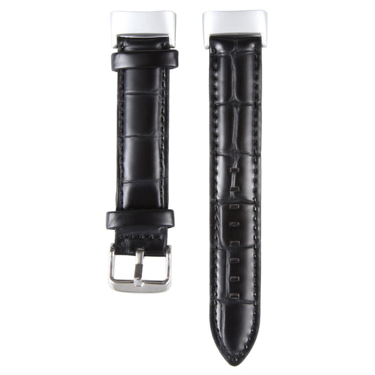 For Fitbit Charge 5 18mm Bamboo Joint Texture Genuine Leather Watch Band(Bamboo Black) by bashfashion