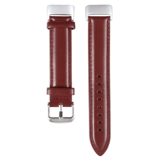 For Fitbit Charge 5 18mm Bamboo Joint Texture Genuine Leather Watch Band(Wine Red) by bashfashion