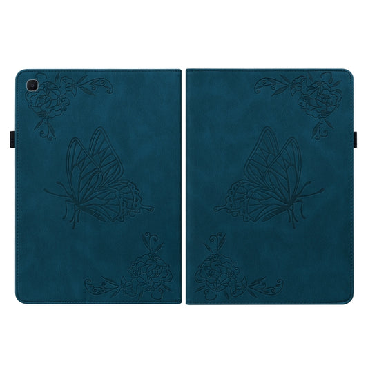 For Samsung Galaxy Tab S5e/T720/T725 Butterfly Flower Embossed Leather Tablet Case(Blue) by bashfashion