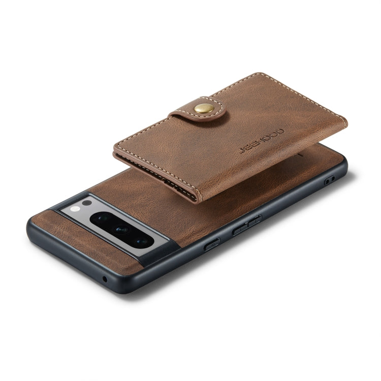 For Google Pixel 8 Pro JEEHOOD Retro Magnetic Detachable Wallet Phone Case(Brown) by JEEHOOD