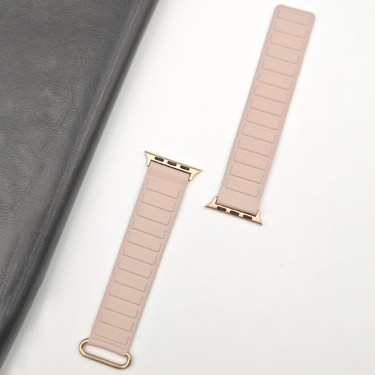 For Apple Watch Series 4 44mm Reverse Buckle Magnetic Silicone Watch Band(Rose Buckle Pink) by bashfashion