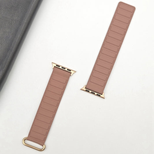For Apple Watch Series 10 42mm Reverse Buckle Magnetic Silicone Watch Band(Rose Buckle Rouge) by bashfashion