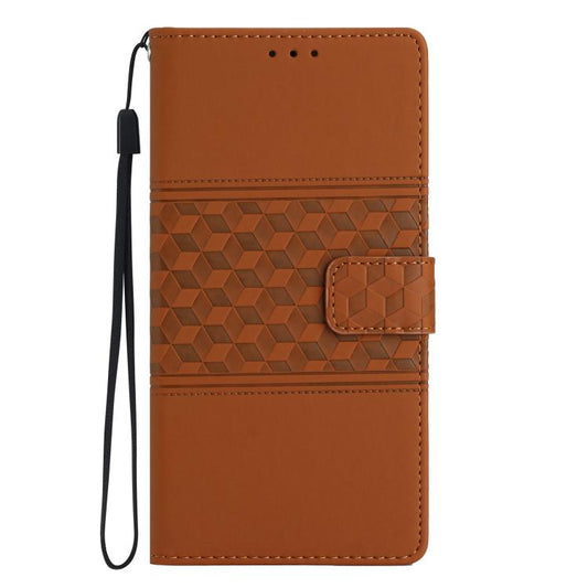 For iPhone 16e Diamond Embossed Skin Feel Leather Phone Case(Brown) by bashfashion