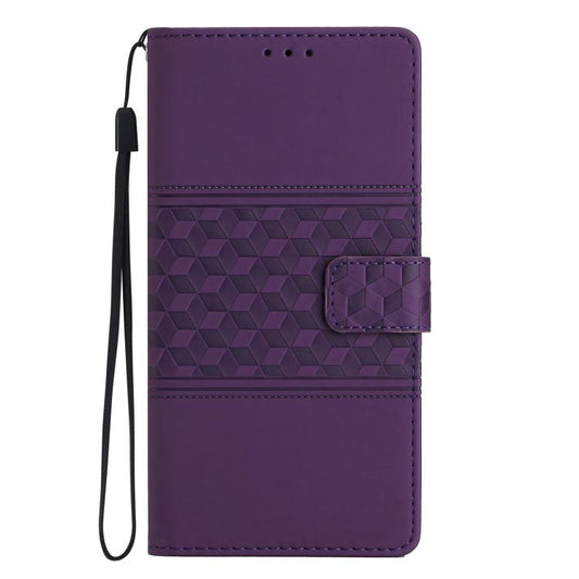 For iPhone 16e Diamond Embossed Skin Feel Leather Phone Case(Purple) by bashfashion