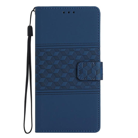For iPhone 16e Diamond Embossed Skin Feel Leather Phone Case(Dark Blue) by bashfashion