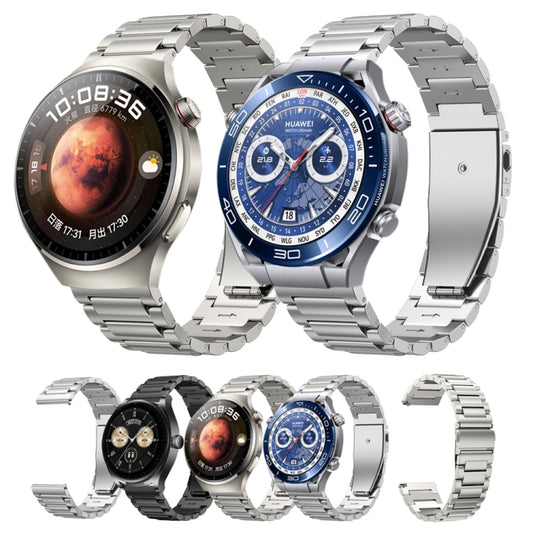 22mm Three Strains Jump Buckle Titanium Metal Watch Band(Silver) by bashfashion