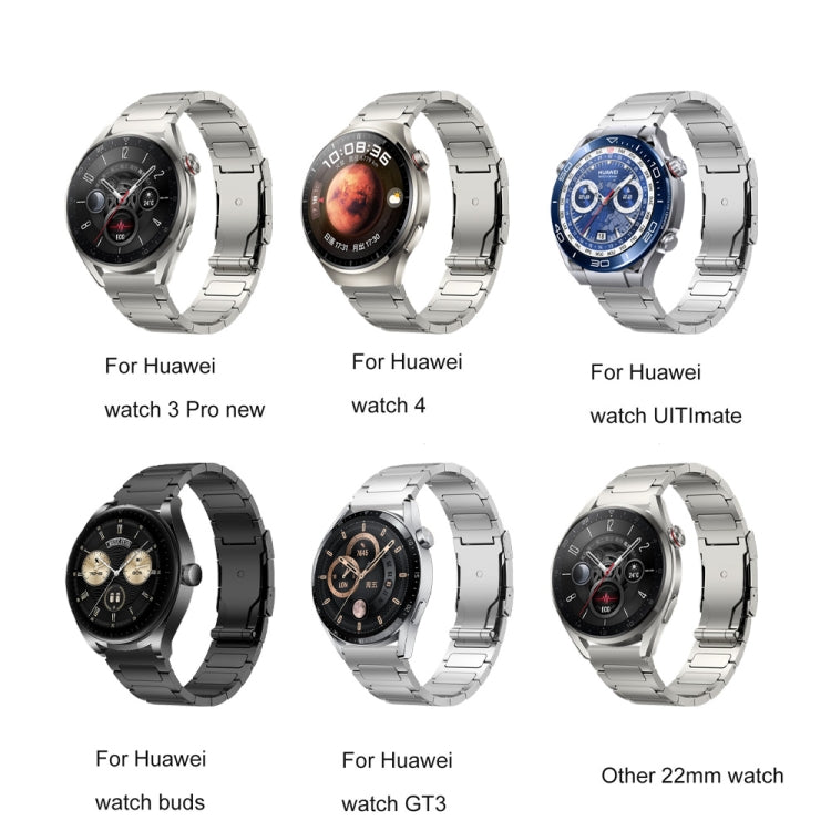 22mm Three Strains Uplift Turtle Buckle Titanium Metal Watch Band(Silver) by bashfashion