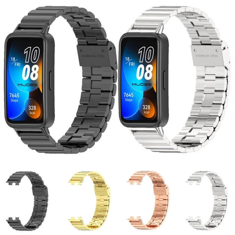 For Huawei Band 8 / 9 / 10 Mijobs Bamboo Buckle Stainless Steel Watch Band(Rose Gold) by MIJOBS