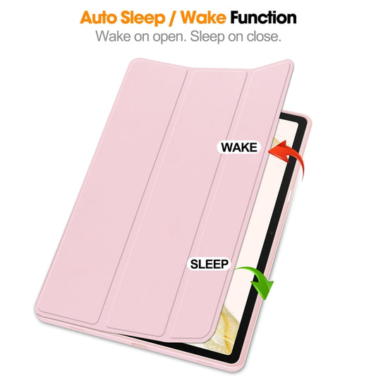 For Samsung Galaxy Tab S9+ 3-Fold Pure Color TPU Smart Leather Tablet Case with Pen Slot(Pink) by bashfashion
