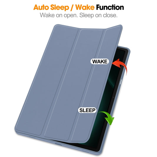 For Samsung Galaxy Tab S9 FE+ / S10+ 3-Fold Pure Color TPU Smart Leather Tablet Case with Pen Slot(Lavender) by bashfashion