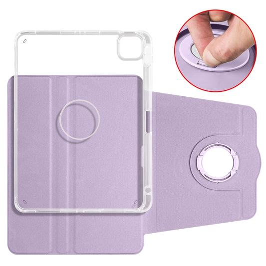 For iPad Pro 11 2025 / 2024 Clear Acrylic 360 Rotation Detachable Leather Tablet Case(Light Purple) by bashfashion