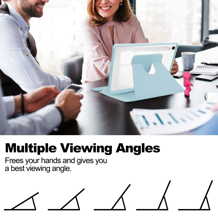 For Samsung Galaxy Tab A9+ 360 Rotation Transparent Smart Leather Case with Keyboard(Sky Blue) by bashfashion