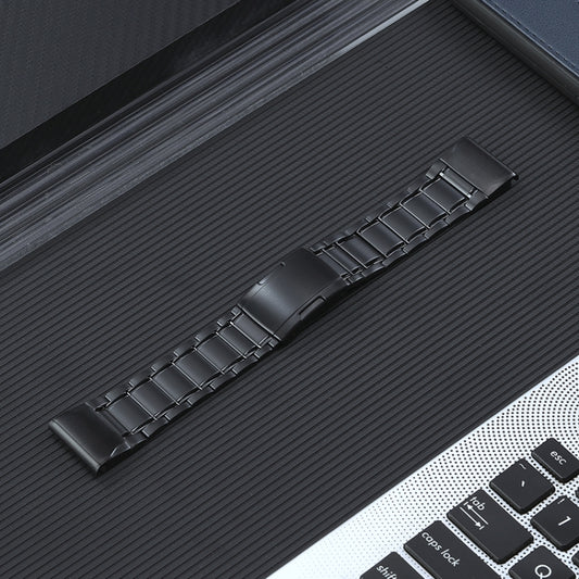 For Garmin Tactix 7 Pro/Fenix 7X/6X Pro 26mm Quick Release Five Bead Titanium Steel Watch Band(Black) by bashfashion