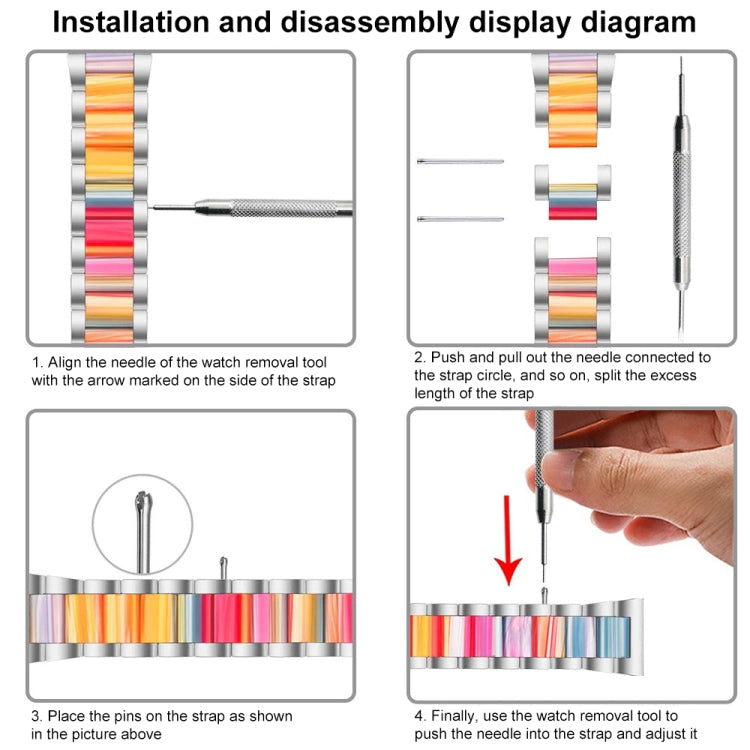 For Samsung Galaxy Watch 6 / 6 Classic Three Bead Resin Metal Watch Band(Black White) by bashfashion