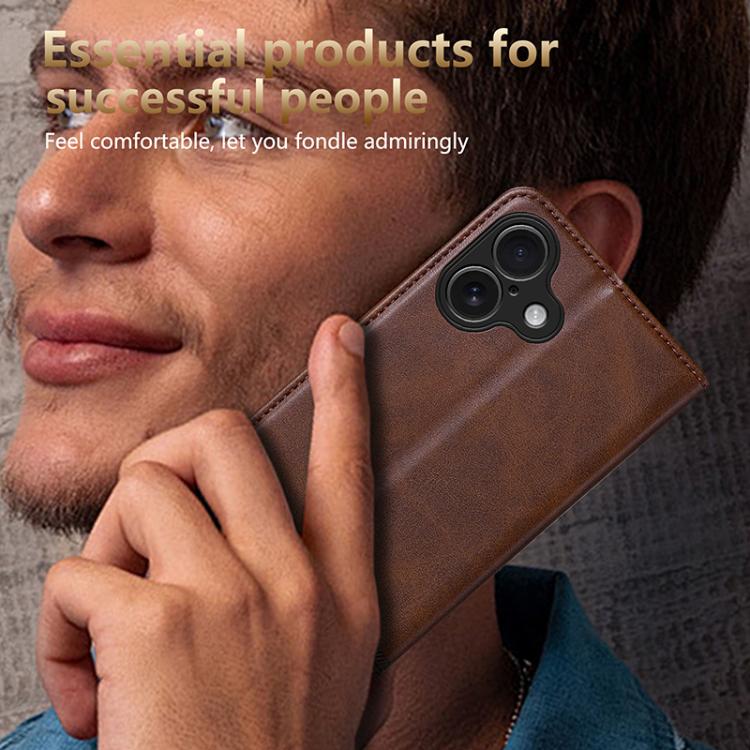 For iPhone 17 AZNS Magnetic Calf Texture Flip Leather Phone Case(Dark Green) by AZNS