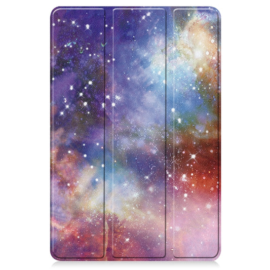 For Xiaomi Redmi Pad SE Custer Painted 3-Fold Holder Smart Leather Tablet Case(Galaxy Nebula) by bashfashion