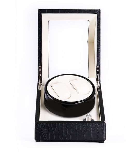 5 Gear Mechanical Automatic Watch Box Electric Motor Watch Shaker, US Plug, Style:Crocodile Pattern(White) by bashfashion