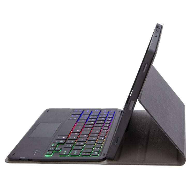 For Samsung Galaxy Tab S10 Lite / S10 FE / S9 FE Candy Color Touch Backlight Bluetooth Keyboard Leather Tablet Case with Pen Holder(Black) by bashfashion