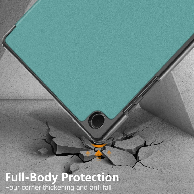 For Samsung Galaxy Tab A9 2023/Tab A11 3-folding Leather Smart Tablet Case(Green) by bashfashion