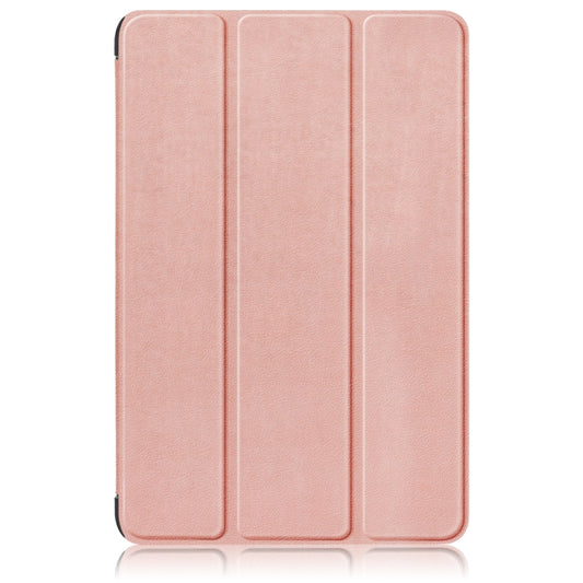For Samsung Galaxy Tab A9 2023/Tab A11 3-folding Leather Smart Tablet Case(Rose Gold) by bashfashion