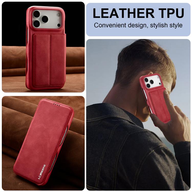 For iPhone 17 Pro Max LC.IMEEKE Hon Ancient Series Flip Leather Phone Case(Red) by LC.IMEEKE