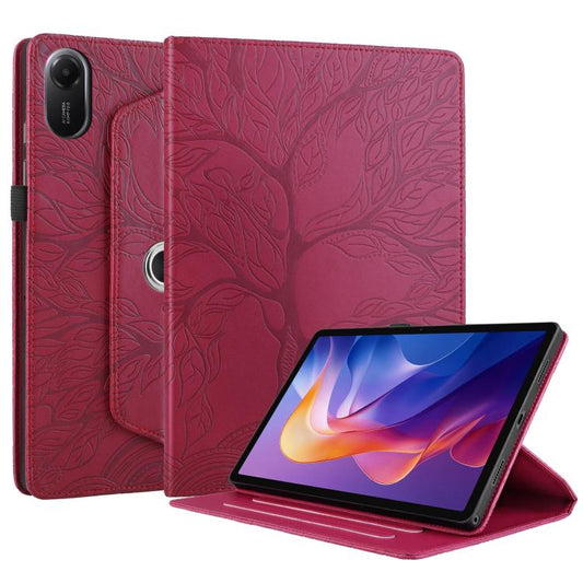 For Xiaomi Redmi Pad 2 Tree Life Embossed Rotation Leather Tablet Case(Red) by bashfashion
