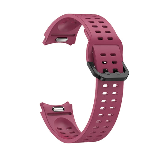 For Samsung Galaxy Watch 6 Double-row Hole Solid Color Silicone Watch Band(Wine Red) by bashfashion