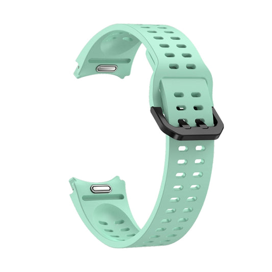 For Samsung Galaxy Watch 6 Double-row Hole Solid Color Silicone Watch Band(Light Green) by bashfashion